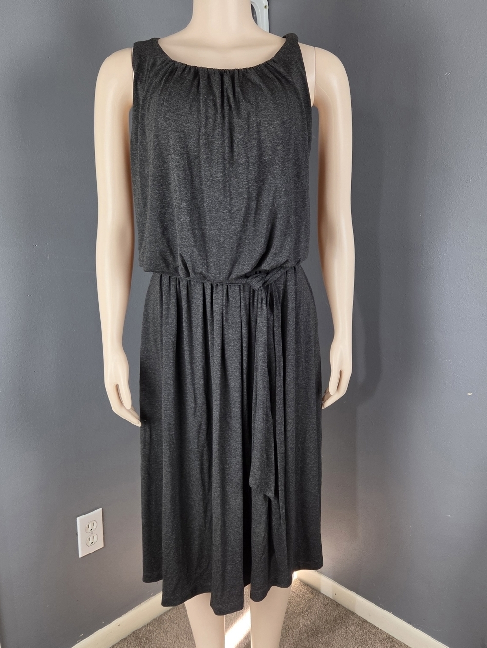 Coldwater Creek Gray Halter Tie Front Maxi Dress